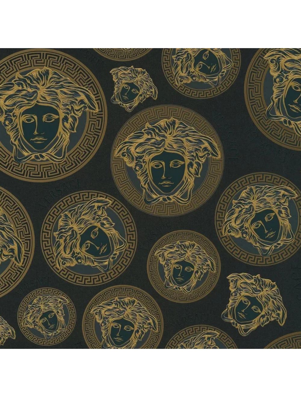 Versace 5 Medusa Head Wallpaper Black & Gold 386117