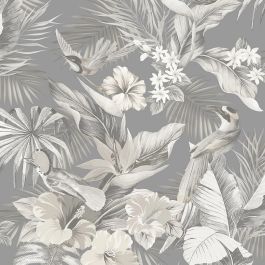 Rasch Vasari Paradise Birds Grey Wallpaper 539073 - DecorSave Wallpapers