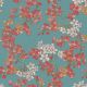 Design ID Grace Cherry Blossom Aqua Red Wallpaper GR322205