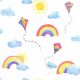 Holden Decor Over the Rainbow Rainbows Flying Kites White Wallpaper 91020