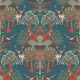 Design ID Tapestry Nordic Deer Forest Petrol Blue Wallpaper TP422305