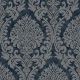 Grandeco Life Nomad Chenille Damask Navy Wallpaper A50101