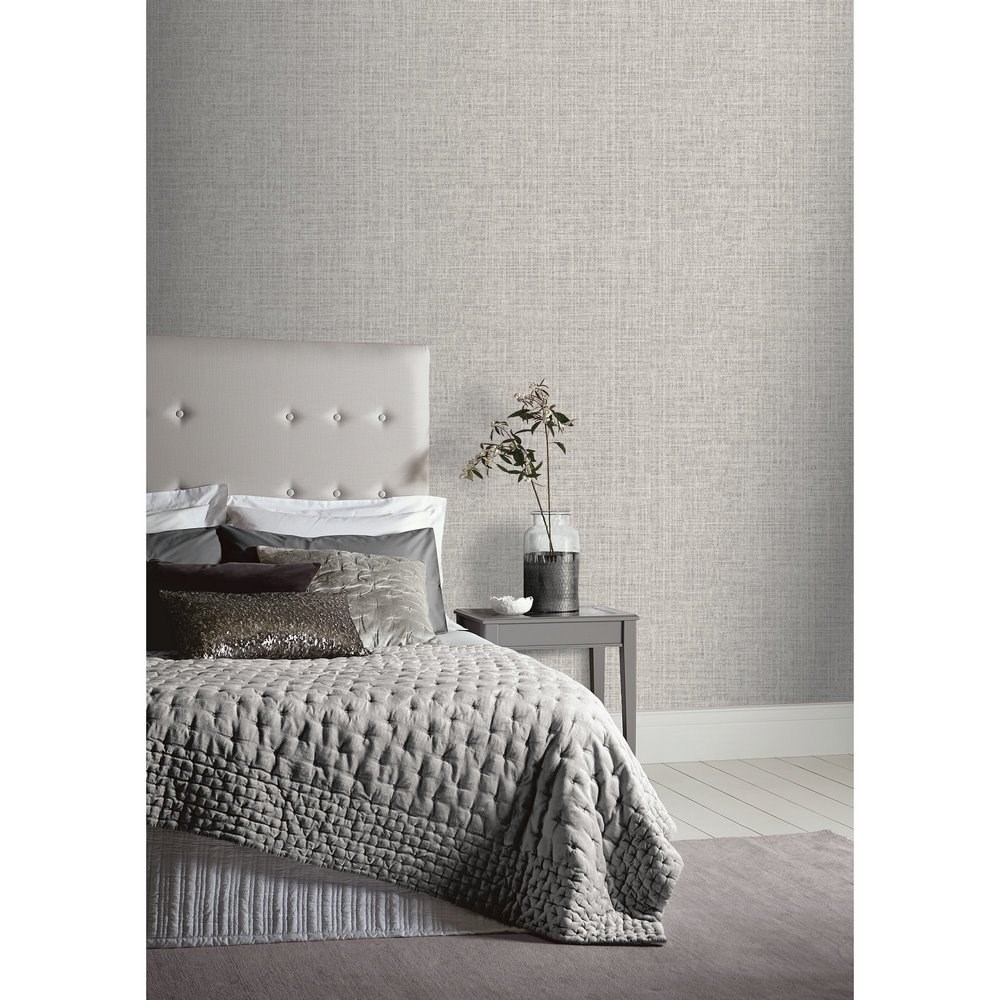 Arthouse Luxe Hessian Mid Grey Wallpaper 295400 - Paste the Wall Vinyl ...